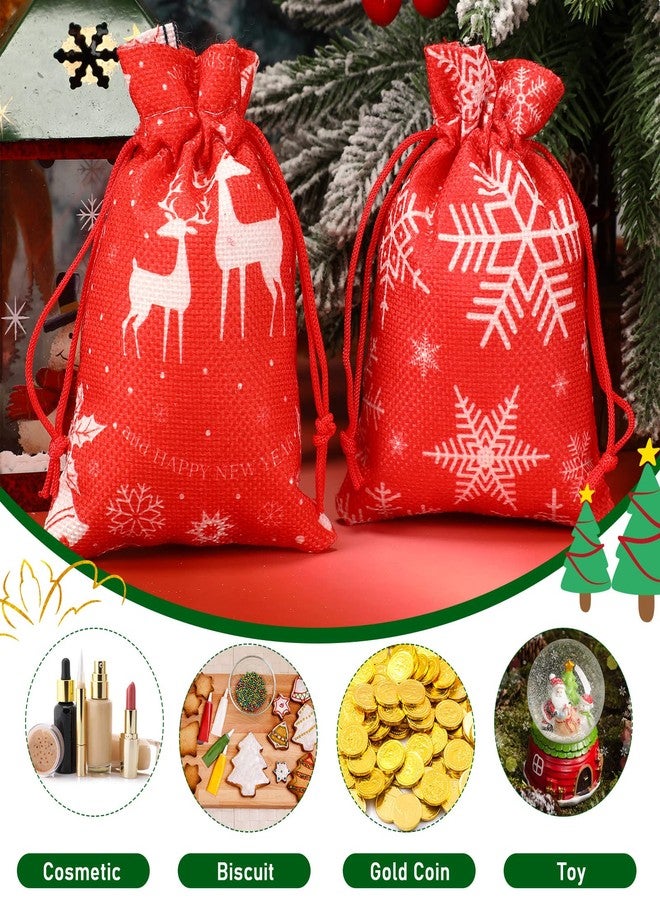 LEIFIDE 24 Pcs Mini Small Burlap Gift Bags with Drawstring - 3.9 x 5.5 Inches Red White Candy Bags for Christmas, Birthday, Wedding Supplies - Image 3